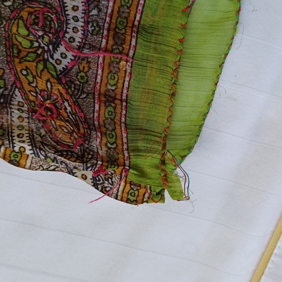 Chartreuse Green Floral & Sequin Sari Wrap - Picture 8 of 9